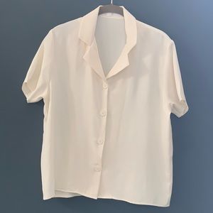 Oak + Fort cream short sleeved blouse